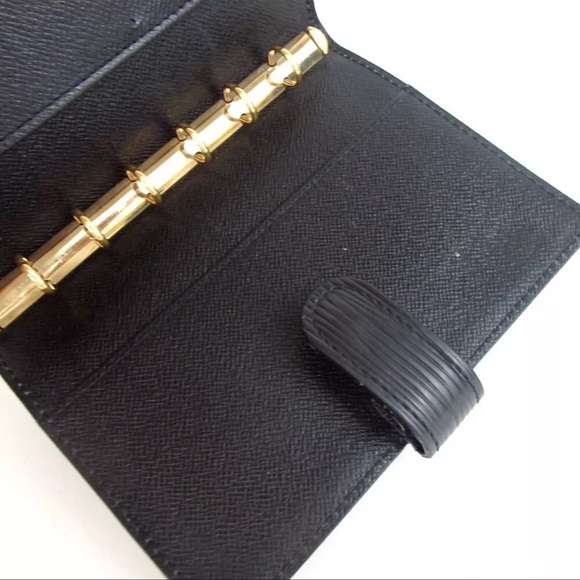 AUTH Louis Vuitton Black Epi Leather Agenda Notebook Passport Cover Card Holder - Picture 7 of 9